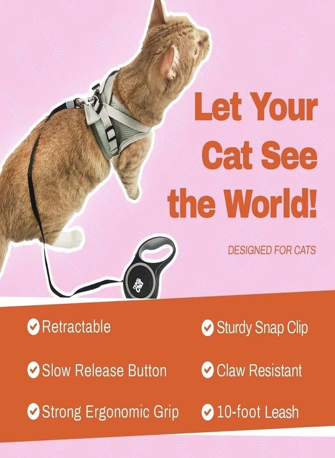 Your Cat Backpack Travel Cat Retractable Expandable Leash - Black 10 Ft Long Strong Tape, Release/Lock Button and Anti-Slip Handle for Small to Large Cats - Light Pet Leash for Walking, Training - Image 4